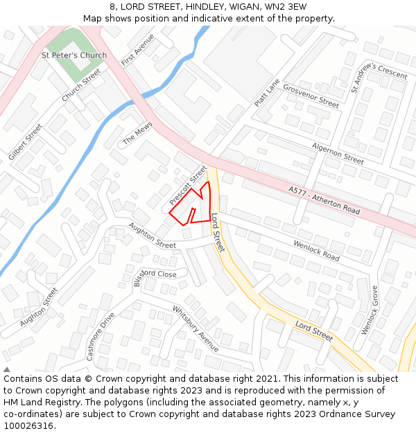 8, LORD STREET, HINDLEY, WIGAN, WN2 3EW: Location map and indicative extent of plot