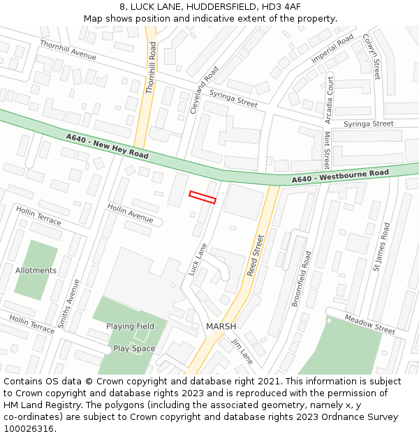 8, LUCK LANE, HUDDERSFIELD, HD3 4AF: Location map and indicative extent of plot