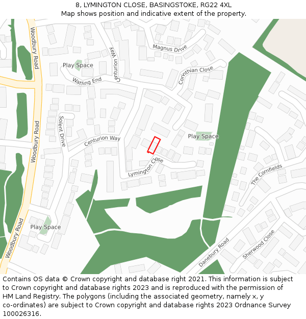 8, LYMINGTON CLOSE, BASINGSTOKE, RG22 4XL: Location map and indicative extent of plot