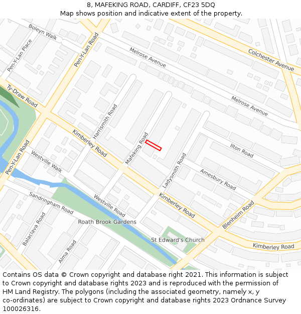 8, MAFEKING ROAD, CARDIFF, CF23 5DQ: Location map and indicative extent of plot