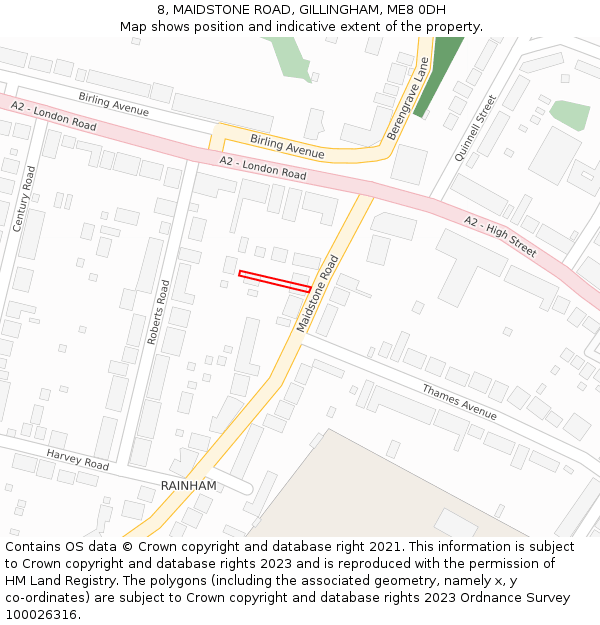 8, MAIDSTONE ROAD, GILLINGHAM, ME8 0DH: Location map and indicative extent of plot