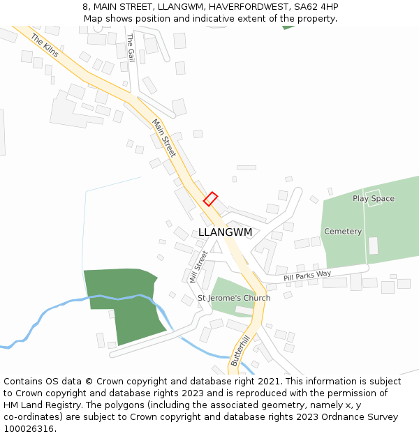 8, MAIN STREET, LLANGWM, HAVERFORDWEST, SA62 4HP: Location map and indicative extent of plot