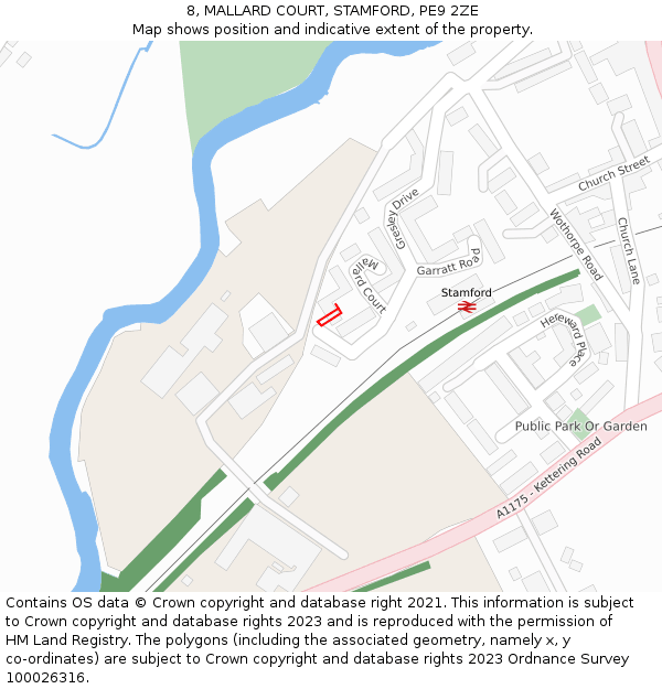8, MALLARD COURT, STAMFORD, PE9 2ZE: Location map and indicative extent of plot