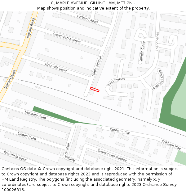 8, MAPLE AVENUE, GILLINGHAM, ME7 2NU: Location map and indicative extent of plot