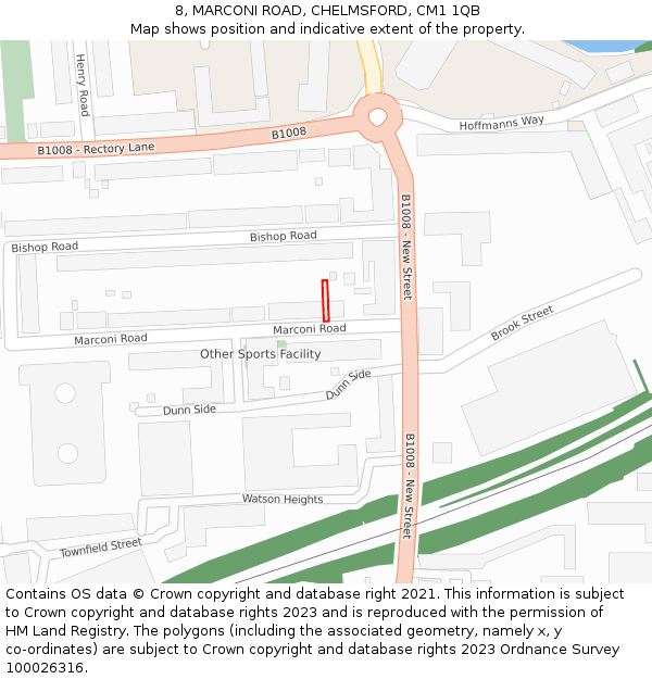 8, MARCONI ROAD, CHELMSFORD, CM1 1QB: Location map and indicative extent of plot
