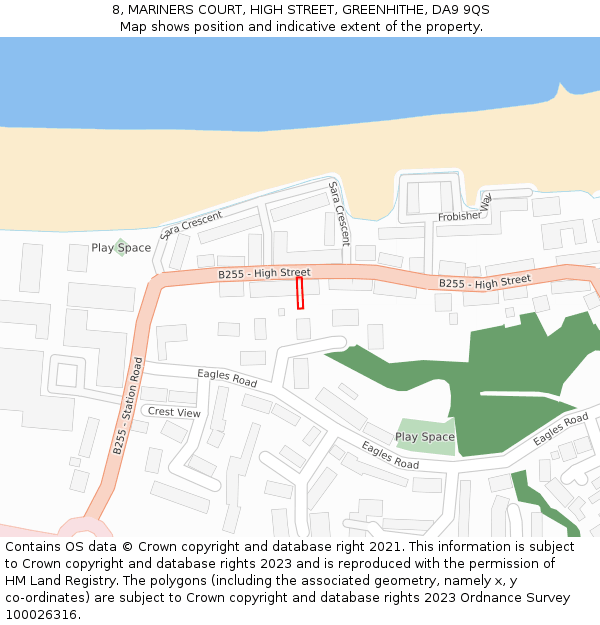 8, MARINERS COURT, HIGH STREET, GREENHITHE, DA9 9QS: Location map and indicative extent of plot