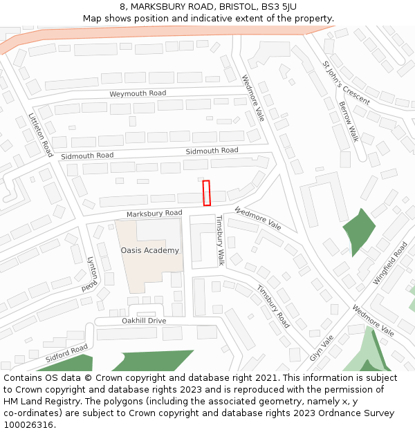 8, MARKSBURY ROAD, BRISTOL, BS3 5JU: Location map and indicative extent of plot
