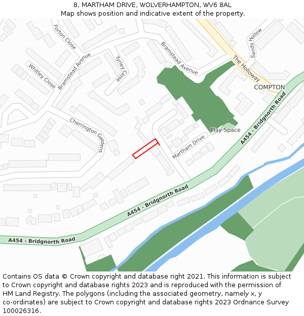 8, MARTHAM DRIVE, WOLVERHAMPTON, WV6 8AL: Location map and indicative extent of plot