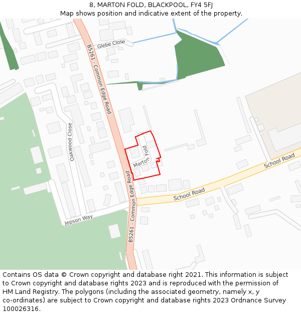 8, MARTON FOLD, BLACKPOOL, FY4 5FJ: Location map and indicative extent of plot