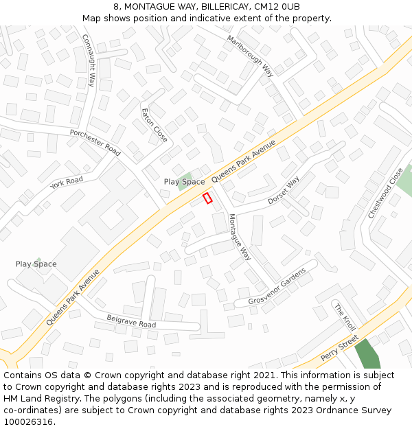 8, MONTAGUE WAY, BILLERICAY, CM12 0UB: Location map and indicative extent of plot
