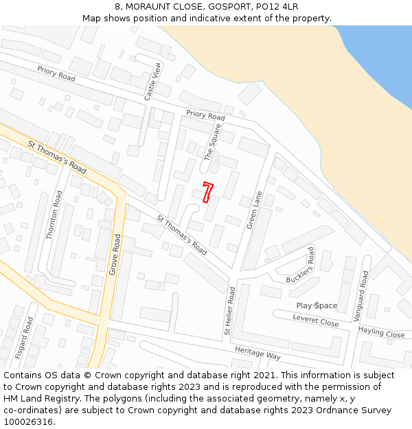 8, MORAUNT CLOSE, GOSPORT, PO12 4LR: Location map and indicative extent of plot