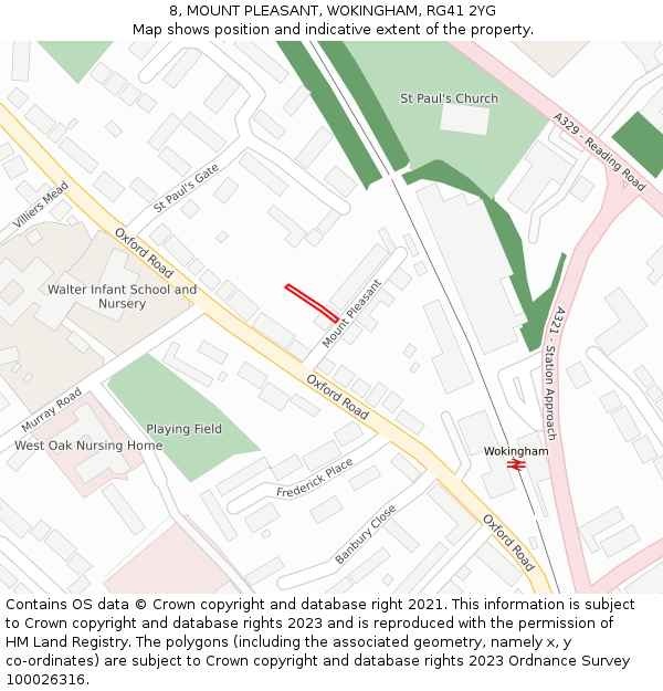 8, MOUNT PLEASANT, WOKINGHAM, RG41 2YG: Location map and indicative extent of plot