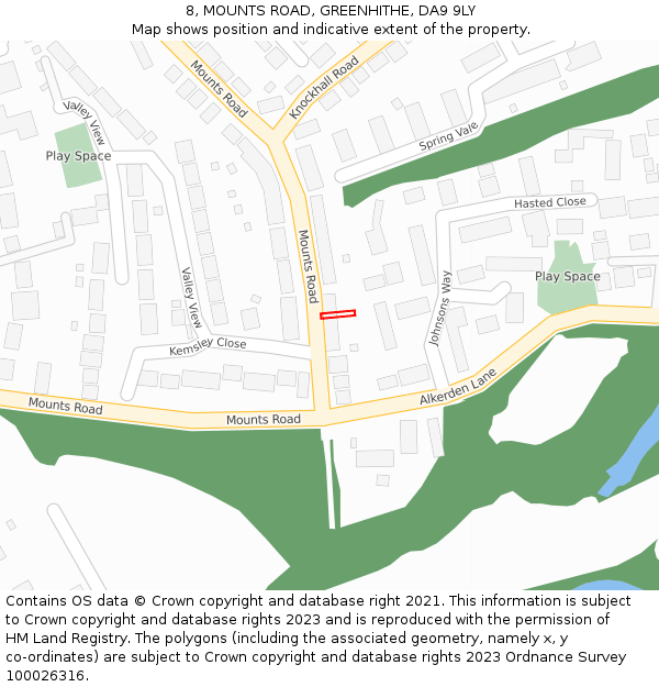 8, MOUNTS ROAD, GREENHITHE, DA9 9LY: Location map and indicative extent of plot