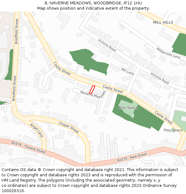 8, NAVERNE MEADOWS, WOODBRIDGE, IP12 1HU: Location map and indicative extent of plot