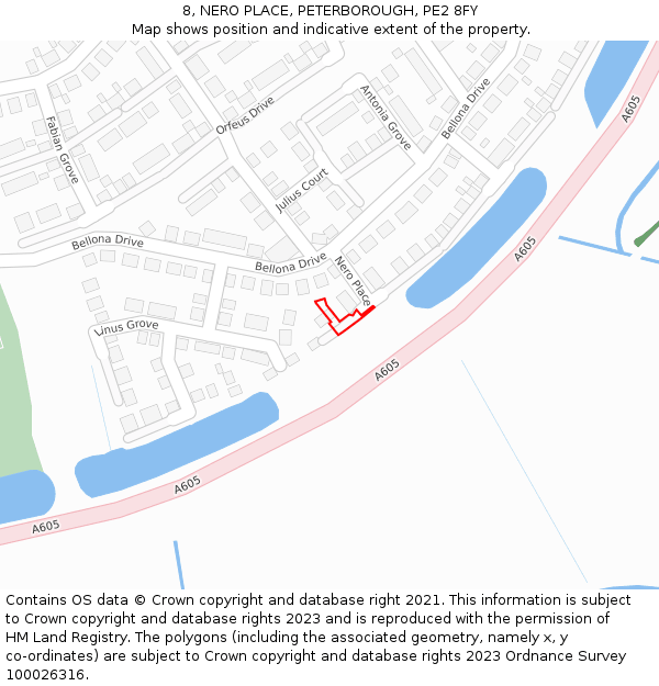 8, NERO PLACE, PETERBOROUGH, PE2 8FY: Location map and indicative extent of plot
