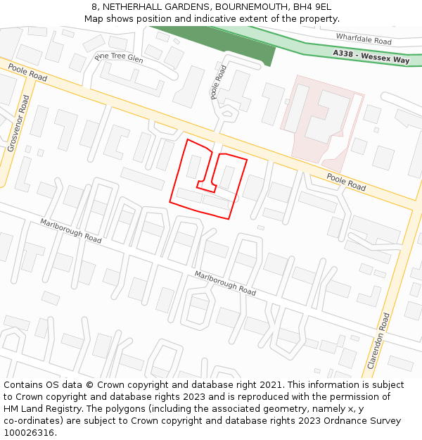 8, NETHERHALL GARDENS, BOURNEMOUTH, BH4 9EL: Location map and indicative extent of plot