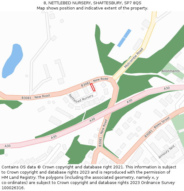 8, NETTLEBED NURSERY, SHAFTESBURY, SP7 8QS: Location map and indicative extent of plot
