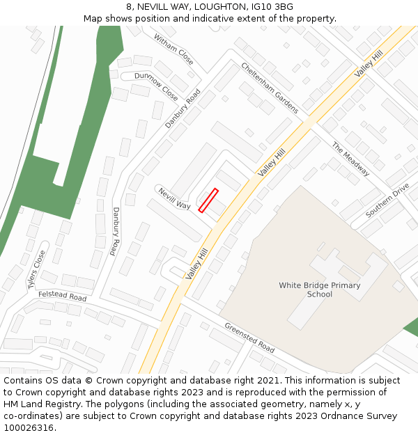 8, NEVILL WAY, LOUGHTON, IG10 3BG: Location map and indicative extent of plot