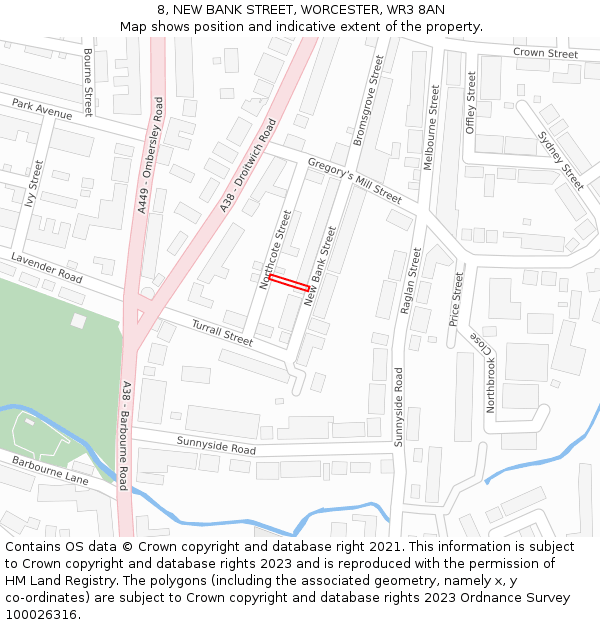 8, NEW BANK STREET, WORCESTER, WR3 8AN: Location map and indicative extent of plot