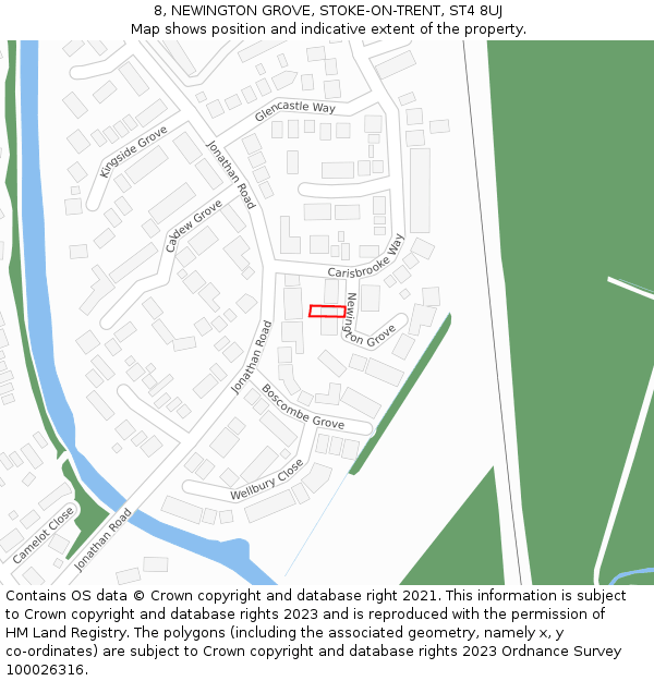8, NEWINGTON GROVE, STOKE-ON-TRENT, ST4 8UJ: Location map and indicative extent of plot
