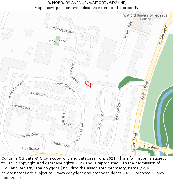 8, NORBURY AVENUE, WATFORD, WD24 4PJ: Location map and indicative extent of plot
