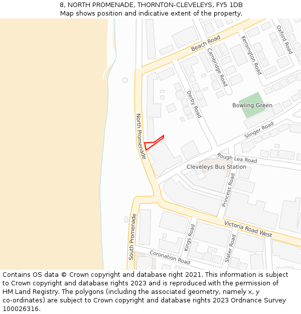 8, NORTH PROMENADE, THORNTON-CLEVELEYS, FY5 1DB: Location map and indicative extent of plot
