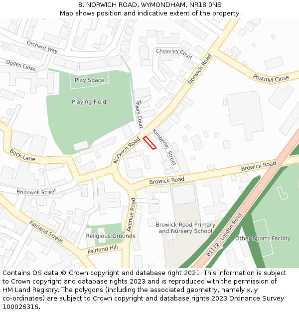 8, NORWICH ROAD, WYMONDHAM, NR18 0NS: Location map and indicative extent of plot