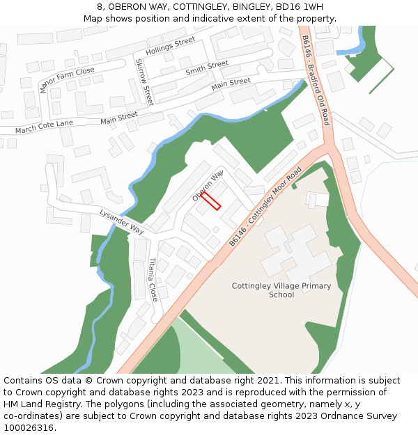8, OBERON WAY, COTTINGLEY, BINGLEY, BD16 1WH: Location map and indicative extent of plot