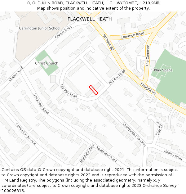 8, OLD KILN ROAD, FLACKWELL HEATH, HIGH WYCOMBE, HP10 9NR: Location map and indicative extent of plot
