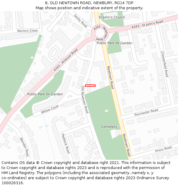 8, OLD NEWTOWN ROAD, NEWBURY, RG14 7DP: Location map and indicative extent of plot