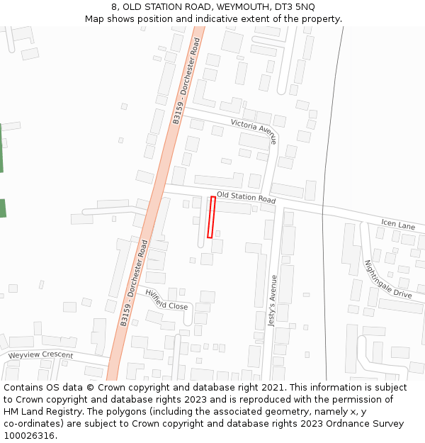 8, OLD STATION ROAD, WEYMOUTH, DT3 5NQ: Location map and indicative extent of plot