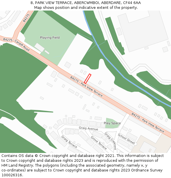 8, PARK VIEW TERRACE, ABERCWMBOI, ABERDARE, CF44 6AA: Location map and indicative extent of plot