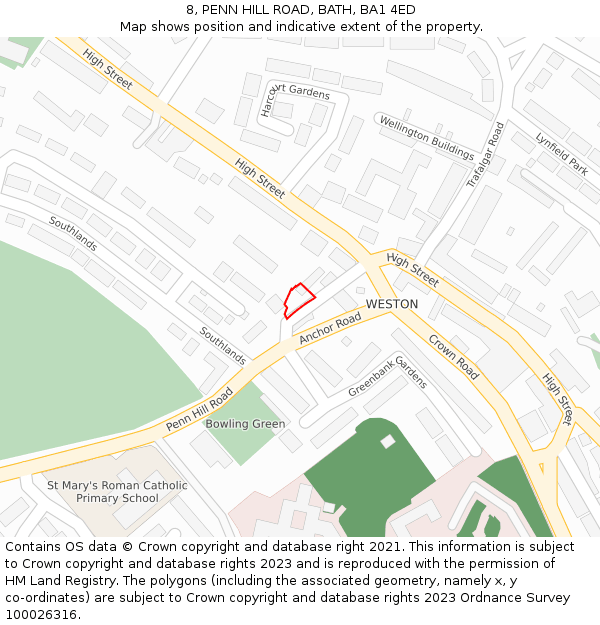 8, PENN HILL ROAD, BATH, BA1 4ED: Location map and indicative extent of plot