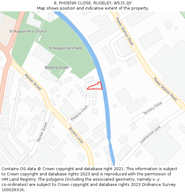 8, PHOENIX CLOSE, RUGELEY, WS15 2JY: Location map and indicative extent of plot