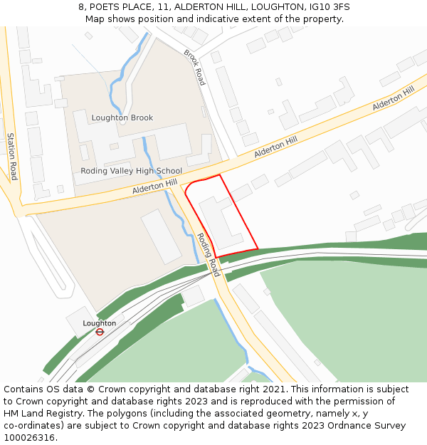 8, POETS PLACE, 11, ALDERTON HILL, LOUGHTON, IG10 3FS: Location map and indicative extent of plot