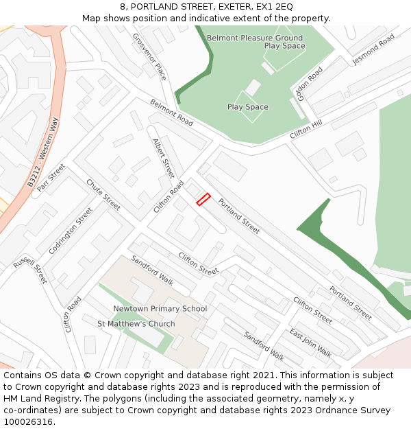 8, PORTLAND STREET, EXETER, EX1 2EQ: Location map and indicative extent of plot
