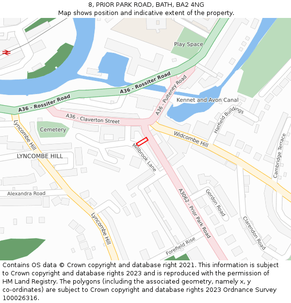 8, PRIOR PARK ROAD, BATH, BA2 4NG: Location map and indicative extent of plot
