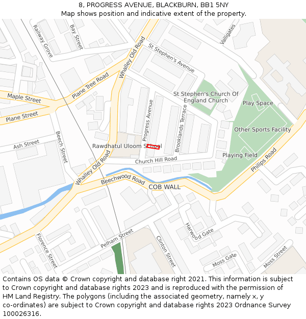 8, PROGRESS AVENUE, BLACKBURN, BB1 5NY: Location map and indicative extent of plot