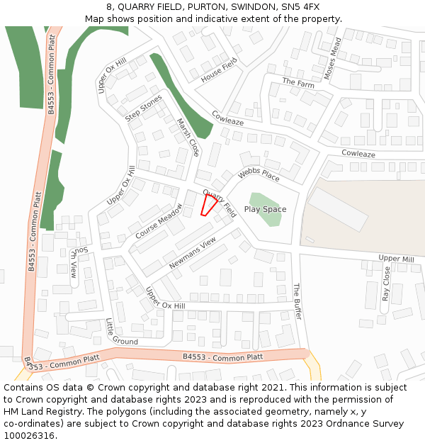 8, QUARRY FIELD, PURTON, SWINDON, SN5 4FX: Location map and indicative extent of plot