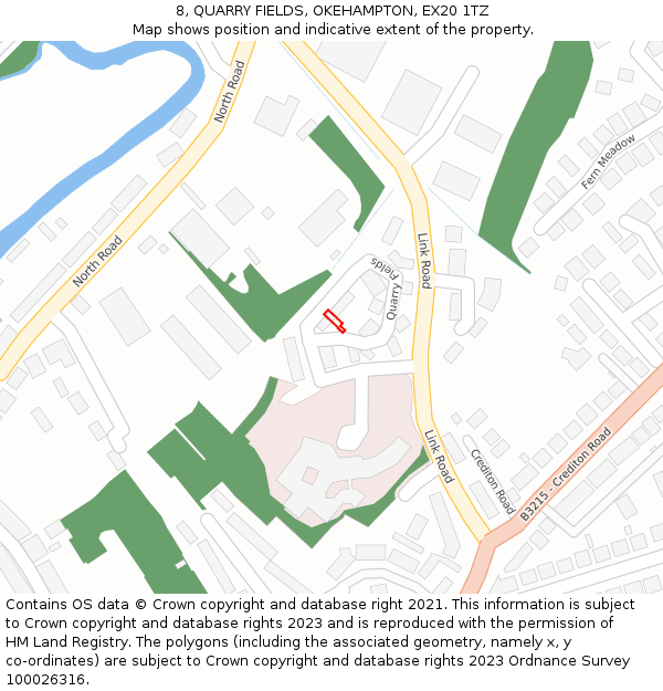 8, QUARRY FIELDS, OKEHAMPTON, EX20 1TZ: Location map and indicative extent of plot