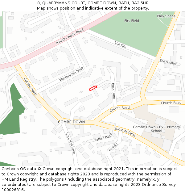 8, QUARRYMANS COURT, COMBE DOWN, BATH, BA2 5HP: Location map and indicative extent of plot
