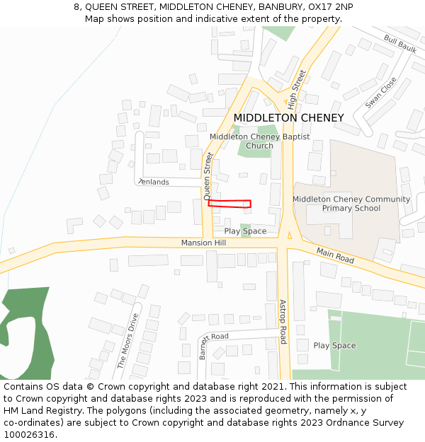 8, QUEEN STREET, MIDDLETON CHENEY, BANBURY, OX17 2NP: Location map and indicative extent of plot