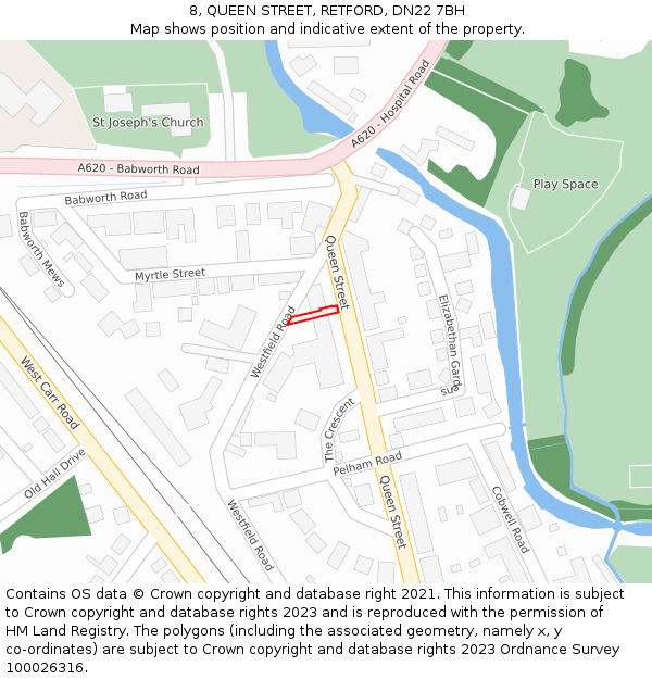 8, QUEEN STREET, RETFORD, DN22 7BH: Location map and indicative extent of plot