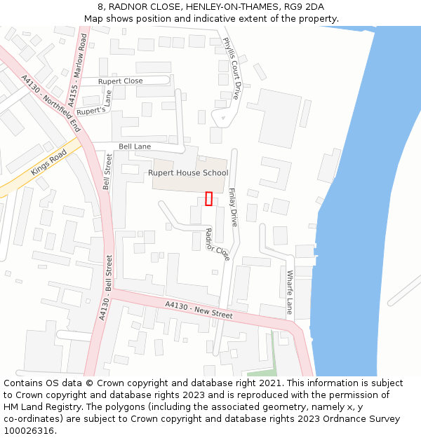 8, RADNOR CLOSE, HENLEY-ON-THAMES, RG9 2DA: Location map and indicative extent of plot