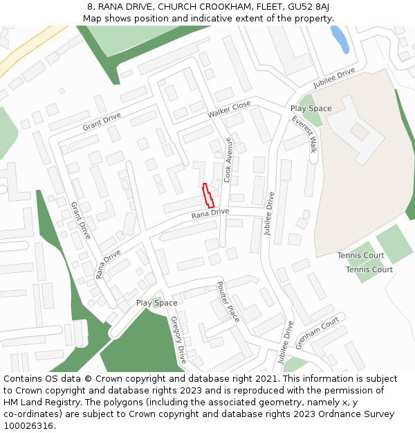 8, RANA DRIVE, CHURCH CROOKHAM, FLEET, GU52 8AJ: Location map and indicative extent of plot