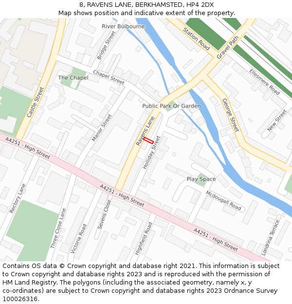 8, RAVENS LANE, BERKHAMSTED, HP4 2DX: Location map and indicative extent of plot