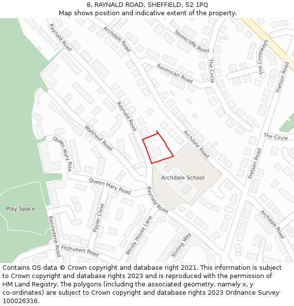 8, RAYNALD ROAD, SHEFFIELD, S2 1PQ: Location map and indicative extent of plot