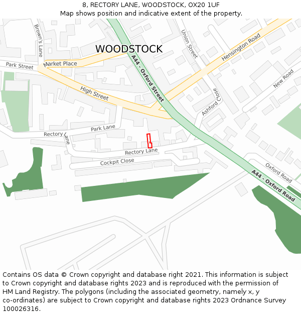 8, RECTORY LANE, WOODSTOCK, OX20 1UF: Location map and indicative extent of plot
