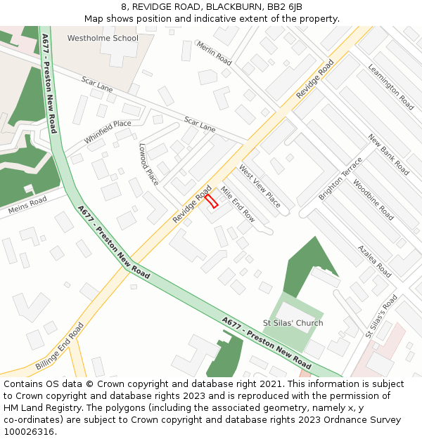 8, REVIDGE ROAD, BLACKBURN, BB2 6JB: Location map and indicative extent of plot