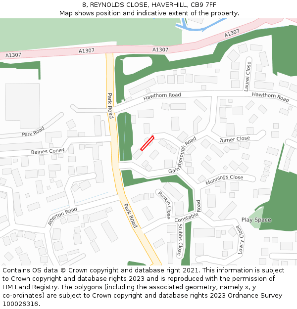 8, REYNOLDS CLOSE, HAVERHILL, CB9 7FF: Location map and indicative extent of plot